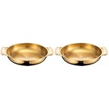 ZzzaNa Spicy Ramen Spicy Ramen Paquete de 2 Paella Pan 16 cm Acero Inoxidable Paella Pan Paella Dish Pan Mariscos Sartén Fondo Plano Freír Ramen Coreano Ramen Coreano Sartenes