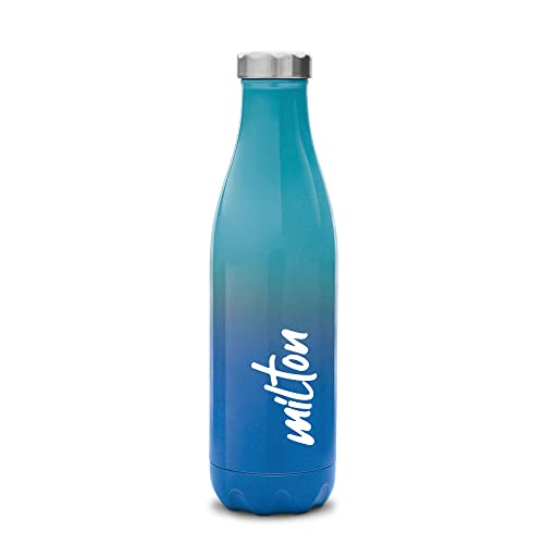 Image of Milton Aura 1000 Thermosteel Bottle, 1.05 Litre, Dark Blue & Milton Prudent 500 Thermosteel Water Bottle, 500 ml, Blue
