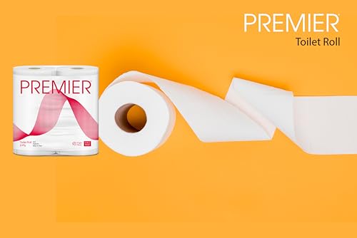 Image of Premier 3 Ply Toilet Tissue Roll (1200 Pulls) | 300 Pulls x 4 Rolls | Biodegradable, Clog Free, Flushable, Easy to Tear | Extra Absorbent Toilet Paper Roll for Home, Office, Bathroom Tissue