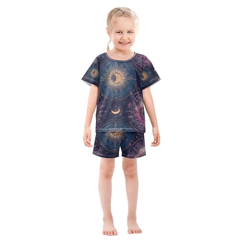 senya Dreamy Moon Constellations Summer Pajamas Set Short Cotton Sleepwear 2 Piece3