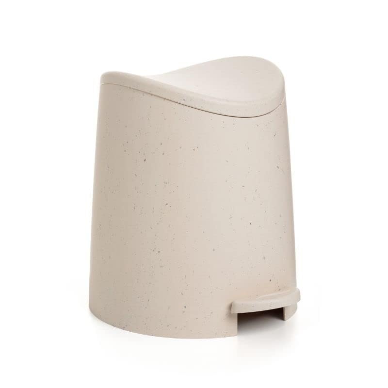 Image of Superio Eco-Friendly Small Plastic Bathroom Trash Can with Lid 3 Liter Modern Curved Step On Trash Can with Foot Pedal, Mini Kitchen Waste Bin, Durable and Soft Close for Bedroom, Office, Under Desk