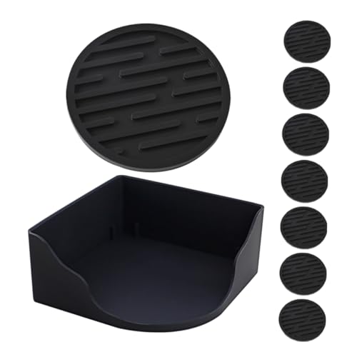 OFFSCH 8 Piezas Conjunto montaña Etiquetas de Tablero de menú Interruptor Posavasos para portavasos Accesorios para Mesa de café Posavasos para Mesa Gel de sílice Black