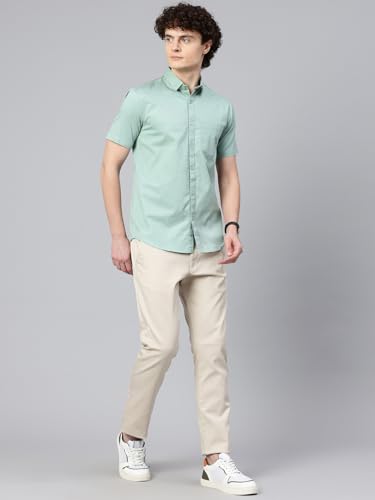Image of Majestic Man Slim Fit Pure Cotton Half Sleeve Solid Casual Shirt