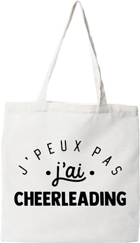 Otshirt Tote bag coton recyclé j'peux pas j'ai cheerleading 2 | Imprimé en France, cadeau humour anniversaire original rigolo humoristique