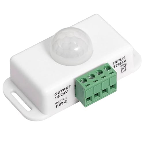 JUCHRZEY DC 12V 24V 6A Modulo interruttore rilevatore di luce a infrarossi IR Interruttore automatico rilevatore di movimento PIR a infrarossi for striscia luminosa a LED (Bianco)
