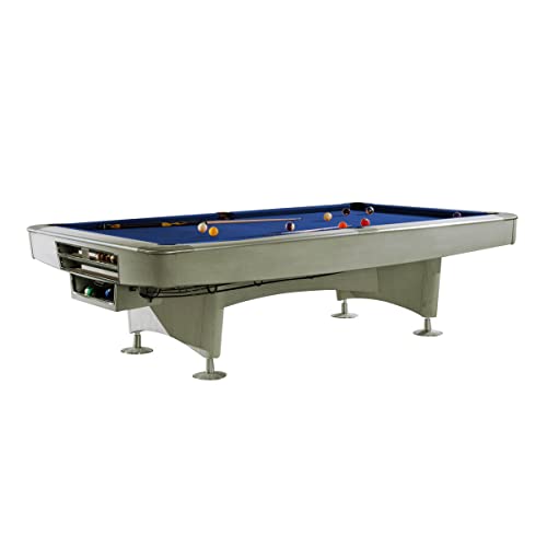Billiard-Royal Mesa de billar para piscina modelo Gladiator gris 9 pies con goma K-55 y elección de paño, color de la tela: azul real