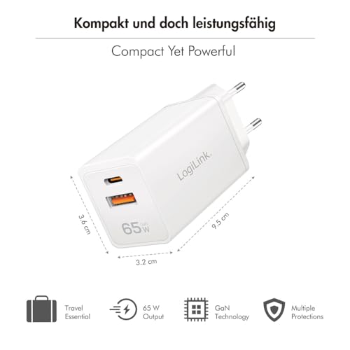 Adaptador de enchufe de 65W tecnología GAN con protección contra sobretensión 6