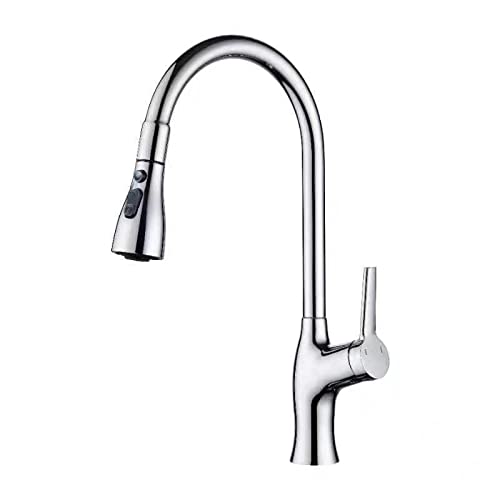 ZYCHSJXA Grifo de Cocina extraíble, Fregadero de latón de 3 Funciones, manija de un Solo Orificio, Agua fría y Caliente, Negro (Cromado).