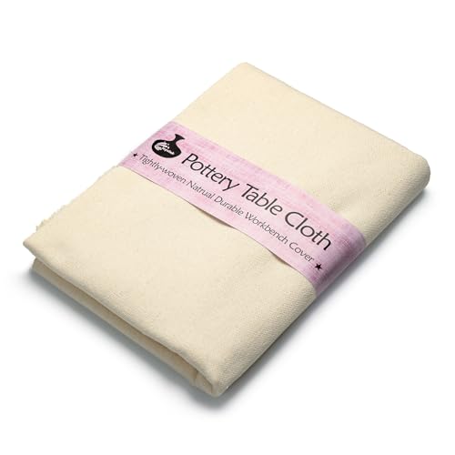 LEYCLUB Pottery Tablecloth-Heavy Duty Linen Cotton Blend 62x39 Inches High Absorbency Textured Surface for Pottery Making Oil Painting Various Handmade Crafts (1PCS)