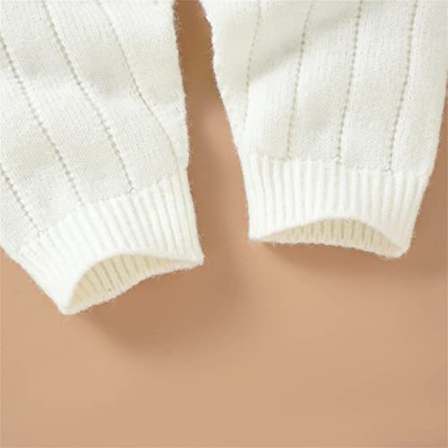 Newborn Infant Boy Girl Solid Knitted Sweater Baby Jumpsuit Romper Cotton Caps Outfits Sets Clothes Baby Boy Sweater Vests (White, 3-6 Months) #TOP5