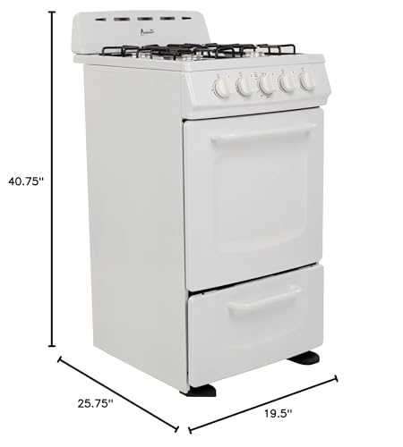 Avanti GRO20P0W Gas Range Oven Compact Freestanding Design, 4 Burners with Electronic Ignition, 2.1 Cu.Ft. Capacity Features Solid Door Storage Drawer Broiler and Accessories, 20-Inch, White - Image 4