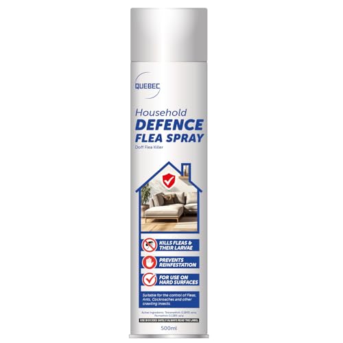Quebec Household Flea Spray for the Home – Powerful Flea & Pest Control for Home, Effective Against Fleas, Ticks, Bed Bugs, Ants & Insects Long-Lasting Safe for Indoor Use Easy Application – 500ML (1)