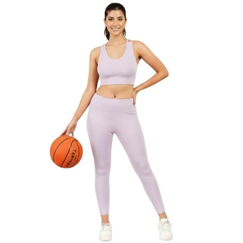 Image of NINQ high Waist Women Gym Compression Pants for Workout with Pocket, Yoga & Exercise, Active Wear Legging Sports Tights Trousers with Comfortable Fit for Running, Jogging & Training