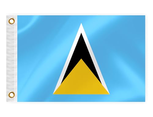 Saint Lucia Boat Nautical Flag 12x18IN Double Sided Saint Lucians Marine Banner Nylon Small Yacht Sail Pontoon ATV Bike Truck Motorcycle Flag with 2 Brass Grommets