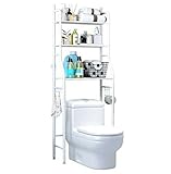 Estantería sobre Inodoro WC Lavadora Ahorra Espacio Almacenamiento Cuarto Baño, Blanco, 160x47x25cm
