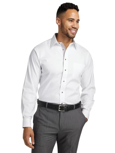 Paul Fredrick Comfort Stretch Non-Iron Dot Dress Shirt With Contrast Trim - Navy/gold