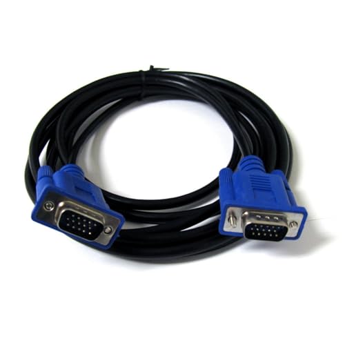 Câble VGA Mâle à Mâle 5 Mètres HDDB15 15 Broches Noir Embouts Bleus pour PC Écran TFT Vidéoprojecteur Télévision