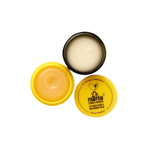 Dr. PawPaw Lip Scrub and Lip Balm Duo - Vegan Lip Scrub Exfoliator and Hydrating Lip Balm with Pawpaw, Aloe, Olive and Castor Oils - 0.55 oz