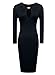 OFTEN Women Lady Keyhole with Metal Buckle Bodycon Pencil Party Dress,Black,Small