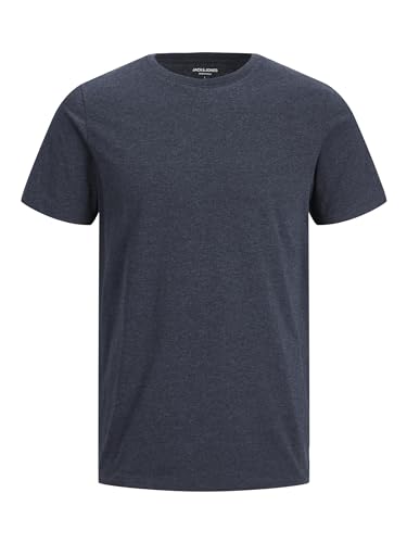 JACK & JONES Herren JJEORGANIC Melange Tee SS O-Neck NOOS T-Shirt, Navy Blazer/Detail:Melange, Small – Ansicht 1