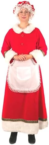Mrs. Claus Costume for Women Deluxe Velvet Classic Christmas Santa Dress Suit Outfit Plus Size Dress with Bonnet Apron
