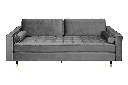Modernes 3er Sofa 220cm Comfort grau Samt Federkern Design Elegant – Bild 7