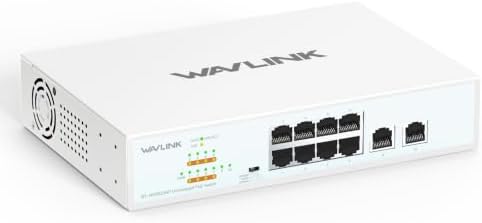 WAVLINK 10-Port Full Gigabit Switch with 8xPoE+ @ 120W, 2xGigabit...
