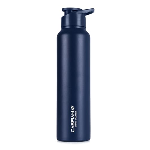 Image of CASPIAN / / / HIke ISI Certified Stainless Steel Water Bottle 1 ltr. (Elite Blue, 1 Litre) | Leak Proof Sipper for Fridge Home Office Travel School Kids Boys Girls Adults Sports Gym Yoga Gift|BPA Free
