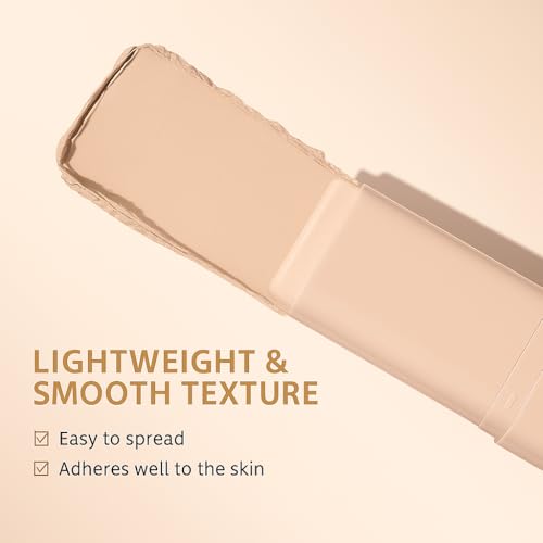 Matte Concealer Foundation Stick, Full Coverage for Dark Circles, Acne & Redness, Blemishes & Contouring, Long-Lasting Korean Waterproof Formula for All Skin Tones, Built-In Kabuki Brush (1# Cream) — view 2