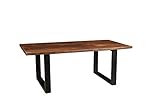 Mesa con base de hierro y tablero de madera maciza reciclada de roble
