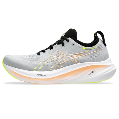 ASICS Men's Gel-Nimbus 26 Running Shoes, 11.5, Piedmont Grey/Safety Yellow