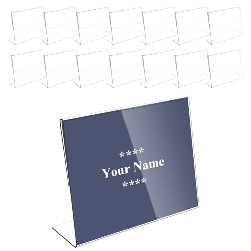 15Pcs Porte Étiquettes de Prix, Support d'Affichage de Prix 10x8cm, Affichage du Signe Porte-cartes, Nom Carte Porte Étiquette en Acrylique pour Boulangeries Bureau Supermarché Transparent (B)