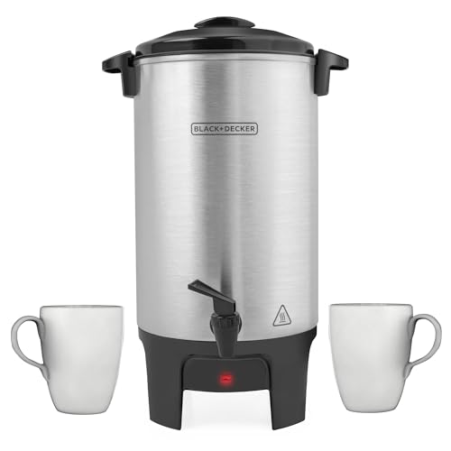 Catálogo de Cafetera 40 Tazas Top 5. 43 BLACK+DECKER - Urna de café de 40 tazas, preparación rápida, aluminio, función de mantener el calor, asas resistentes al calor, luz indicadora