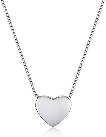 WRISTCHIE 925 Sterling Silver Tiny Silver Floating Heart Necklace 18"