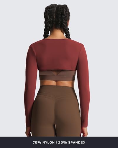 Image of Aoxjox Women's Lexi Lined Bolero Shrug | workout long sleeve,waist-defining cropped fit,open front cardigan,buttery soft fabric,layering,yoga,gym,daily wear