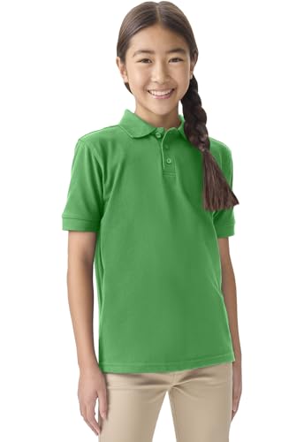 Image of Classroom School Uniforms for Boys and Girls Short Sleeve Pique Polo | Adult Fit, Matching Ribbed Collar, Banded Sleeves, Three-button Placket, Comfortable Fit, School Uniform Essential