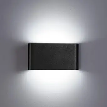 Harold Electricals 16 Watt Waterproof Modern Sleek Facade Light | Up Down Outdoor LED Wall Light Fixture for Balcony, Porch, Patio, Staircase & Terrace- Black Body (Warm White) 175x90MM
