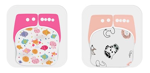 Image of Ambaby Organic Cotton Cloth Diapers - Pack of 4 | Leak-Proof & Reusable | 250ml Absorption | 2 Covers 2 Inserts 2 Boosters | Rash-Free Quick Dry