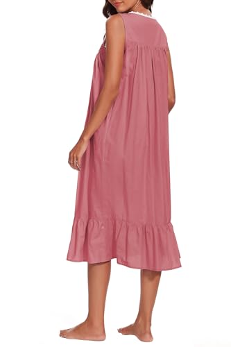 Image of AVIIER 100% Cotton Nightgowns for Women Sleeveless Sleep Dress Ladies Gowns Sleepwear with Pockets