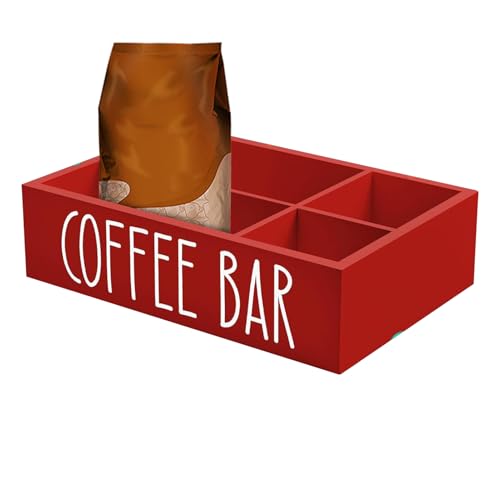 Organizador De Estación Para | Estación De Café De Madera Para Oficina Con Divisores Extrables,Accesorios De Almacenamiento Para Cocina Tazas Sirope Palitos Revolvedores Para Hogar