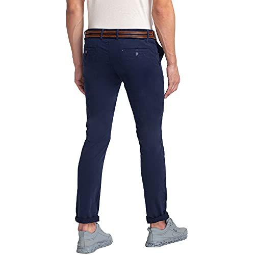 Image of Parx Men's Cotton Blend Rfd Pattern Low Rise Tapered Fit Flat Front Casual Trouser