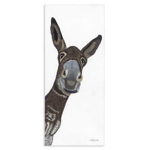 Happily Peering Donkey Farm, 20 x 48 Inch Canvas Wall Art - image 1