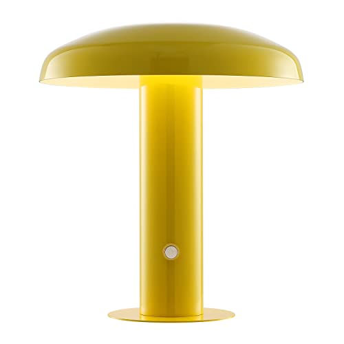 JONATHAN Y 11" Yellow Rechargeable LED Mushroom Table Lamp, Cordless Portable Dimmable Mid-Century Modern Accent Lamp, with Metal Shade, Touch Sensor (JYL7114C) by JONATHAN Y - Used condition - US$38.94