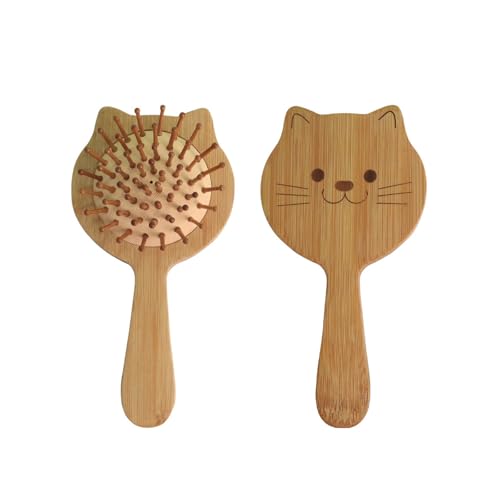 Weenwill Cepillo Pelo Niña,Cepillo Pelo Bambu,Mini Cepillos Pelos,Bonito Cepillos de Bambú Antiestático para el Cuero Cabelludo,Apto para Niños,Niñas y Niños