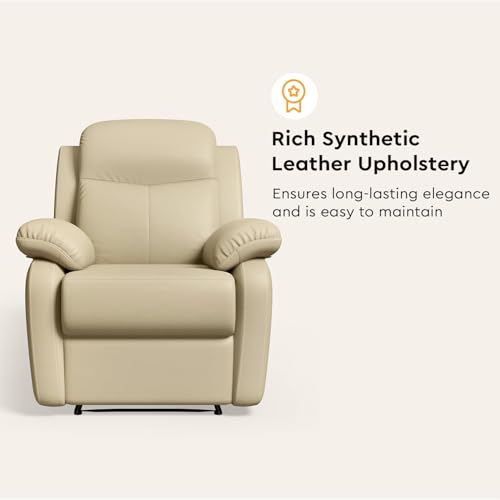 Image of Interio by Godrej Alpine Manual 1-Seater Synthetic Leather Recliner Sofa
