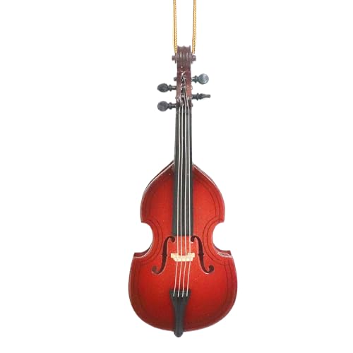 Dselvgvu 4.69' Wooden String Miniature Double Bass Hanging Ornament Mini Musical Instrument Contrabass Replica Holiday Tree Home Decoration Display Ornament Upright Bass Model (4.69' Double Bass)