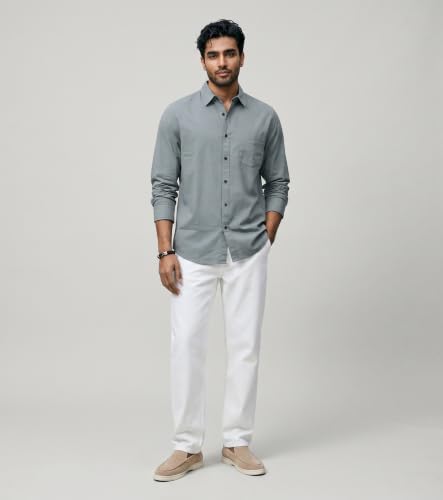 Image of Amazon Brand - INKAST Men Solid Cotton Shirt | Casual Wear | Basic Essential Plain Everyday & Office Wear | Full Sleeve | Regular Fit