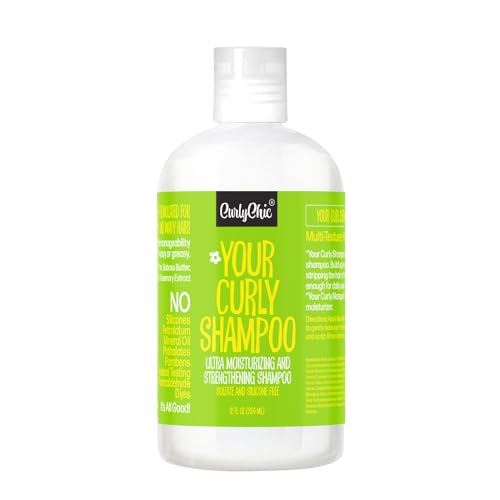 CurlyChic Your Curly Shampoo - Ultra Moisturizing & Strengthening Shampoo for Curly, Kinky, Coily, Wavy, Frizzy Hair - Frizz Control, Defines & Restores Shine - Sulfate & Paraben Free, 12 fl oz