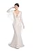 Sorayan Luxury Lace Flare Sleeves Mermaid Wedding Dress Boho Beach Sexy Deep V Open Back Bridal Gowns (8,Champagne Lining)