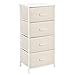 mDesign Vertical Dresser Storage Tower - Sturdy Steel Frame, Wood Top, Easy Pull Fabric Bins - Organizer Unit for Bedroom, Hallway, Entryway, Closets - Textured Print, 4 Drawers - Cream/White